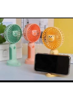 A small portable fan that works with a charger and a mobile holder, random color