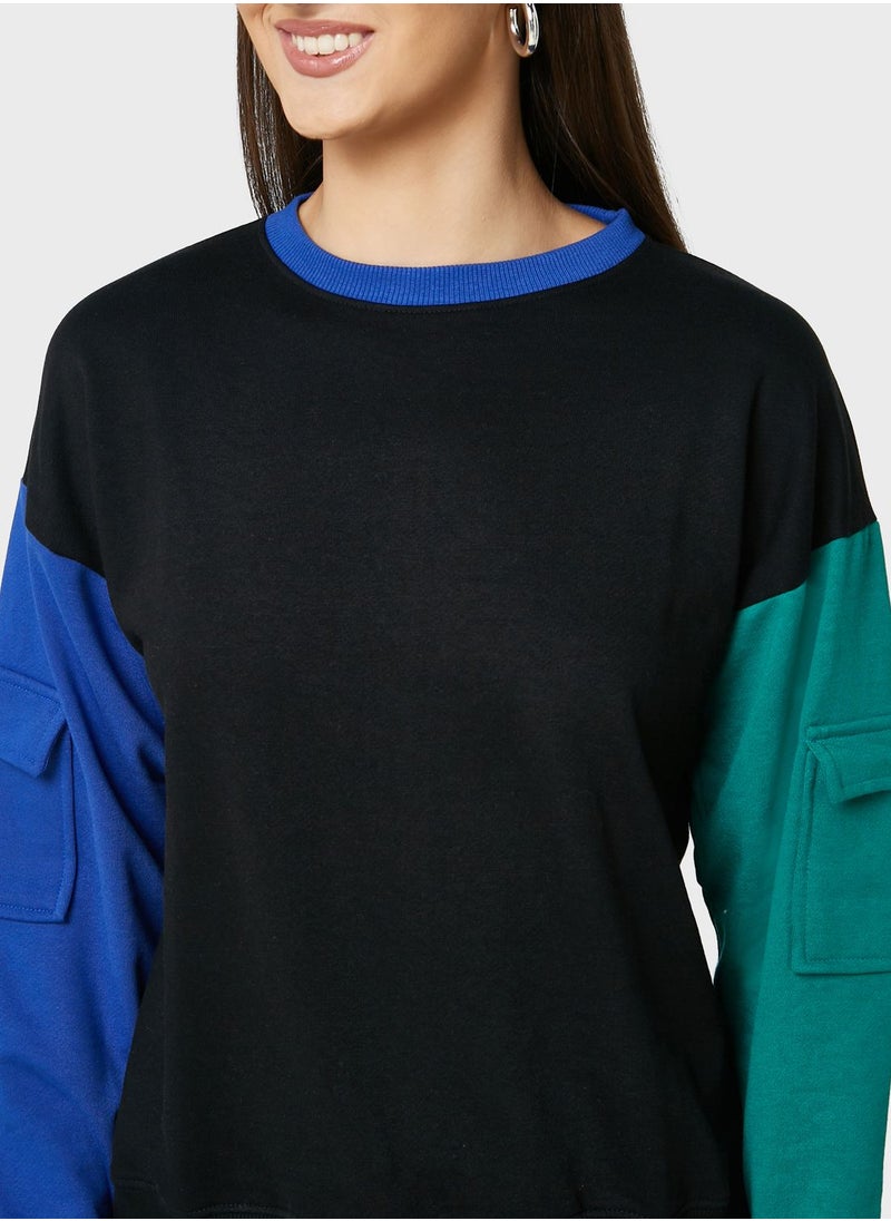 Colorblock Sweatshirt With Pockets