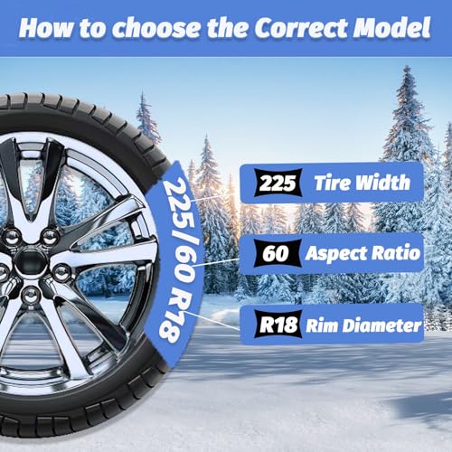 taseyok Auto Fixing Snow Chains, 2 x 12 mm, 30s Quick Installation of Tire Chains with Automatic Tensioner, Universal Emergency Tire Traction Chain for Cars, Pickups, and SUVs (HLN 160) - Image 5