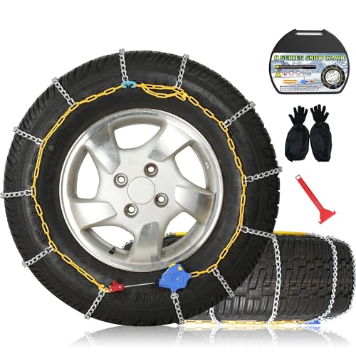 taseyok Auto Fixing Snow Chains, 2 x 12 mm, 30s Quick Installation of Tire Chains with Automatic Tensioner, Universal Emergency Tire Traction Chain for Cars, Pickups, and SUVs (HLN 160) - Image 1