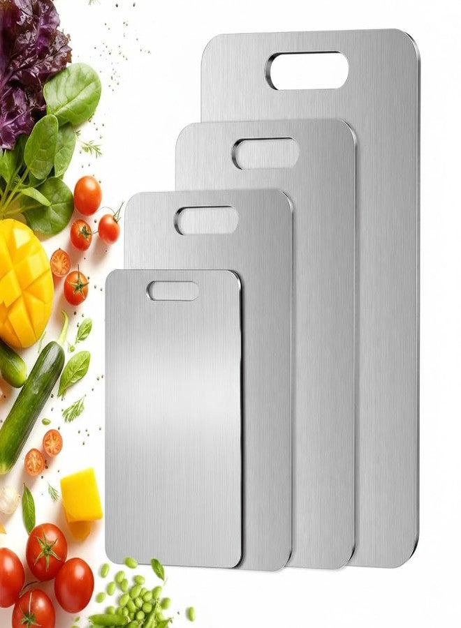 Meythway Stainless Steel Cutting Board Set of 4, Food-Grade Metal Chopping Boards, Non-Porous & Odor Resistant, Easy Clean Cutting Mats for Meat, Vegetables & Kitchen Prep（4-Piece） - Image 1