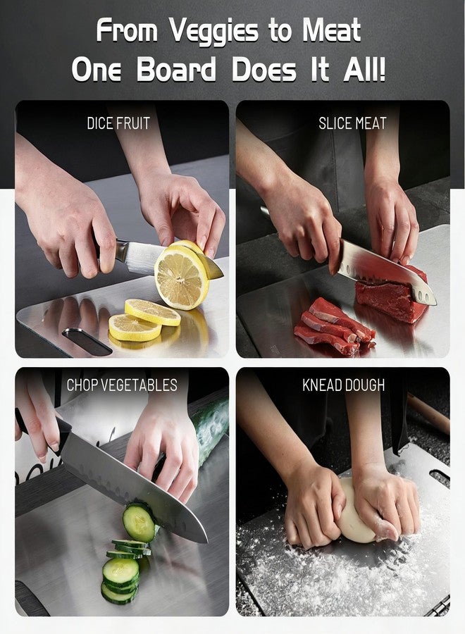 Meythway Stainless Steel Cutting Board Set of 4, Food-Grade Metal Chopping Boards, Non-Porous & Odor Resistant, Easy Clean Cutting Mats for Meat, Vegetables & Kitchen Prep（4-Piece） - Image 5