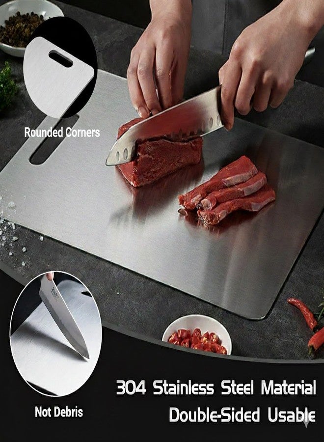 Meythway Stainless Steel Cutting Board Set of 4, Food-Grade Metal Chopping Boards, Non-Porous & Odor Resistant, Easy Clean Cutting Mats for Meat, Vegetables & Kitchen Prep（4-Piece） - Image 4