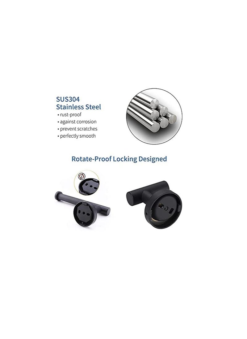 Excefore - SUS 304 Stainless Steel Wall Mounted - Includes Bathroom Toilet Paper Holder, 2X Robe Towel Hooks Bathroom Accessories Kit（3 PCS ，Matte Black） - Image 1