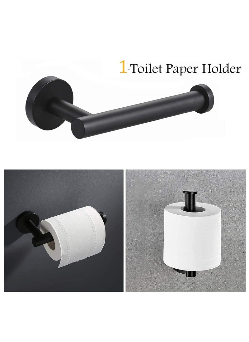 Excefore - SUS 304 Stainless Steel Wall Mounted - Includes Bathroom Toilet Paper Holder, 2X Robe Towel Hooks Bathroom Accessories Kit（3 PCS ，Matte Black） - Image 1