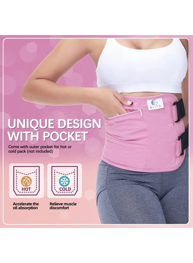 Glitz Castor Oil Pack Wrap – Reusable Organic Castor Oil Pack for Liver (Compress), Less Mess, Anti Leak Outer Layer, Soft Cotton (Pink) - Image 5