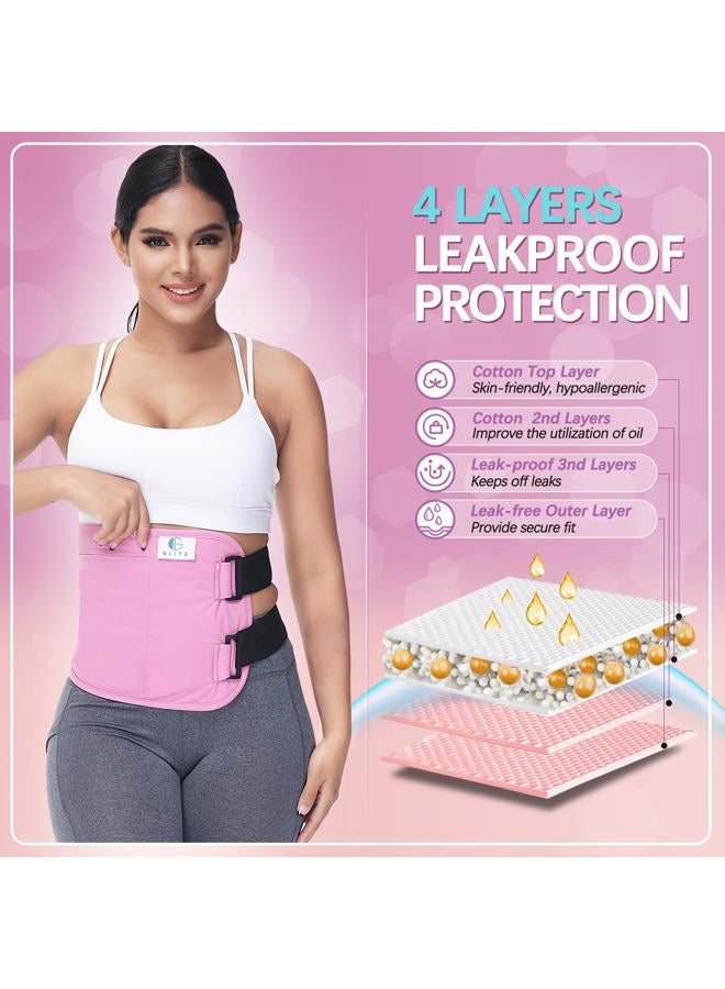 Glitz Castor Oil Pack Wrap – Reusable Organic Castor Oil Pack for Liver (Compress), Less Mess, Anti Leak Outer Layer, Soft Cotton (Pink) - Image 3