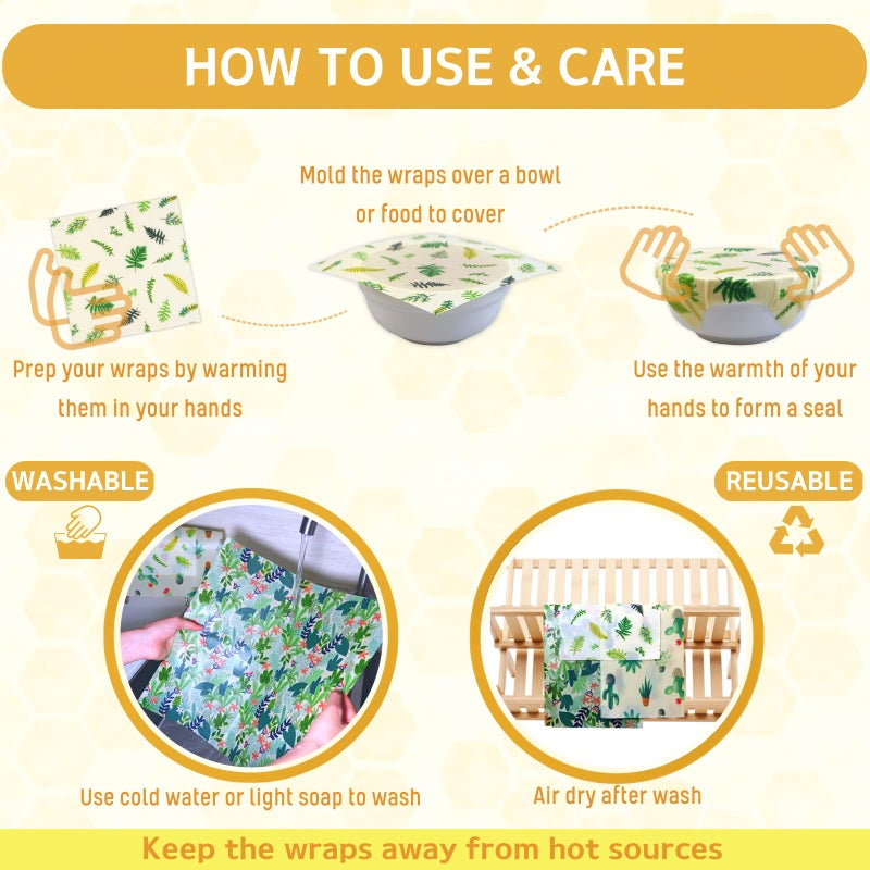 BYTTME Reusable Beeswax Wrap - 9 Pack Beeswax Wraps for Food  Eco-Friendly Beeswax Food Wraps  Bread Sandwich Wrapper - Organic  Sustainable  Zero Waste  Reusable Plastic-Free Food Wrap  1XL  3M  5S - Image 4