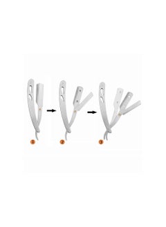 KHAJUL Professional Cut Straight Razor, Single Blade Barber Quality Moustache & Beard Shaving Razor Silver  - Image 2