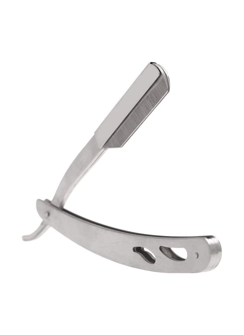 KHAJUL Professional Cut Straight Razor, Single Blade Barber Quality Moustache & Beard Shaving Razor Silver  - Image 4