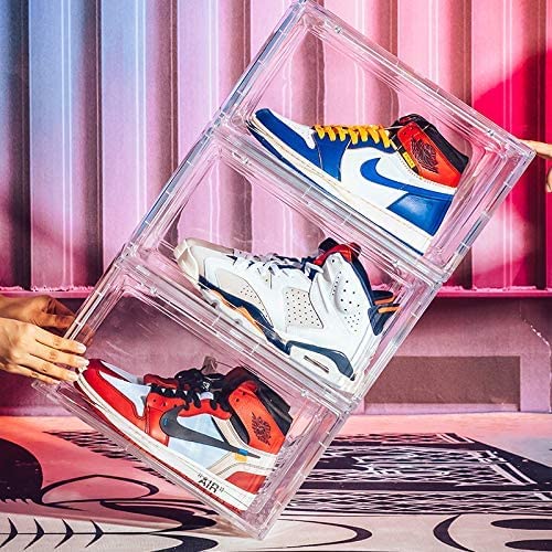 Deoxys Shoe Storage Boxes Clear Plastic Stackable Shoe Container Display Shoe Organizer With Drop Front For Sneaker HighHeel Boots Transparent 1 Pack Rectangular 32X8X8 Cm