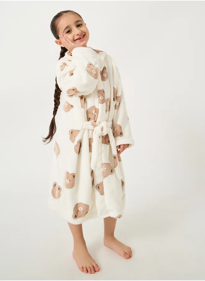 Styli Bear Printed Hooded Robe