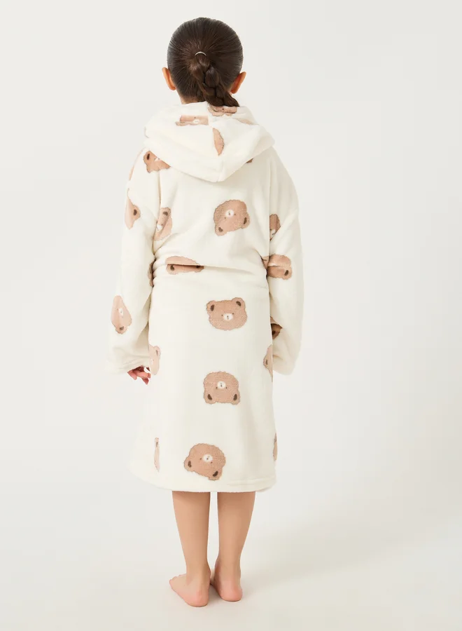 Styli Bear Printed Hooded Robe