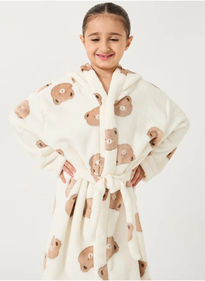 Styli Bear Printed Hooded Robe