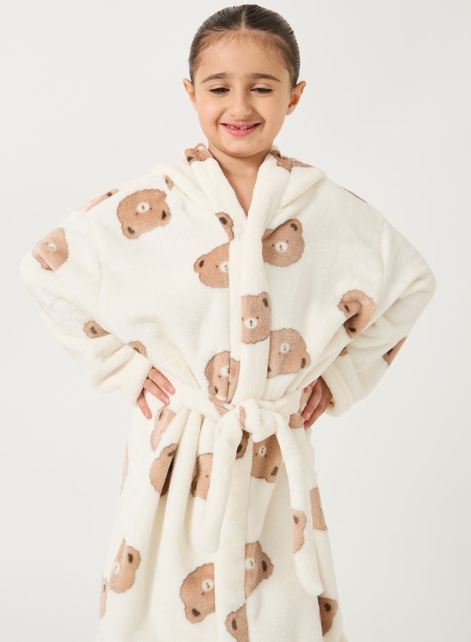 ستايلي روب بغطاء رأس بطبعة دب - Image 2