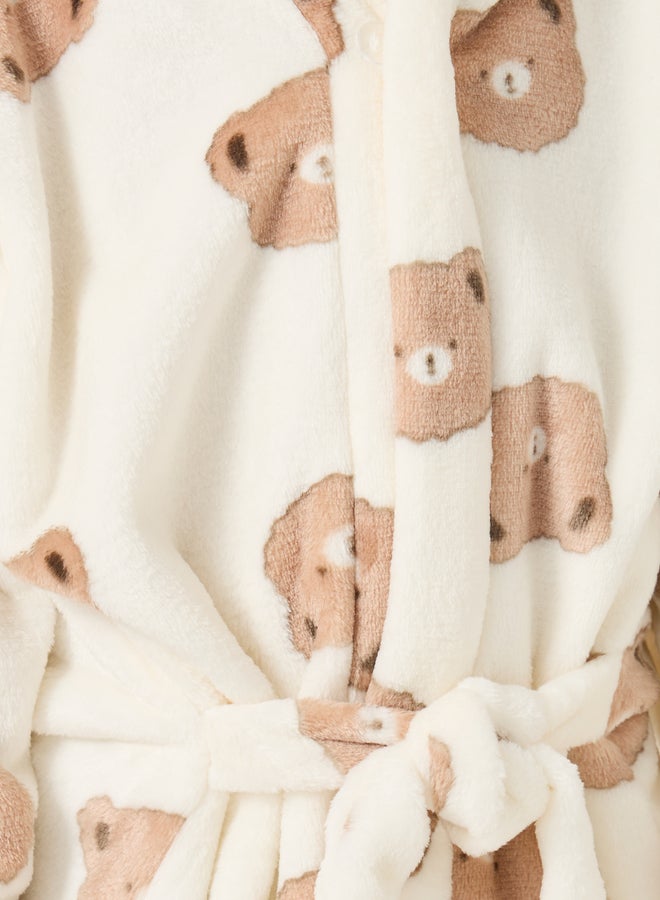 ستايلي روب بغطاء رأس بطبعة دب - Image 3