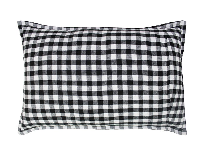 Airwill 100% Cotton Checkered Pattern Flap Pillow Covers (46x69cm)(Black, Pack of 2 Pieces) - Image 3