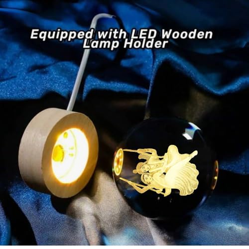 HashWOW® Radha Krishna 3D Crystal Ball Night Light with LED Wooden Stand – Glass Sphere Aquarium Style Lamp for Room Decor & Unique Gifts - Image 3