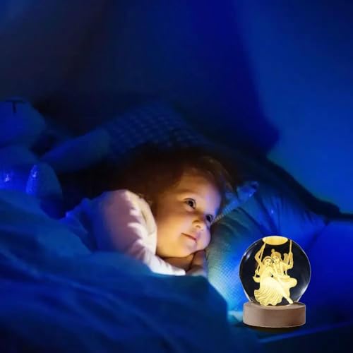 HashWOW® Radha Krishna 3D Crystal Ball Night Light with LED Wooden Stand – Glass Sphere Aquarium Style Lamp for Room Decor & Unique Gifts - Image 4
