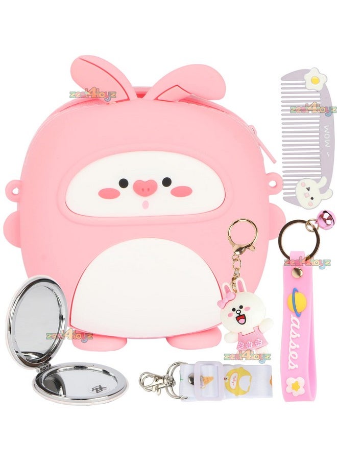 Zest 4 Toyz Kids Makeup Bags Silicon Bag with Mirror Comb & Keychain Cartoon Shape Design Cosmetic Bag for Kid Girls & Women/Cross Body Bag for Kids Girls (Pink) - pzsku/ZCF83D33898AF178EA4ECZ/45/_/1738306402/f2d52e32-0dd8-4c9f-ad3f-b96ef0dc9a02