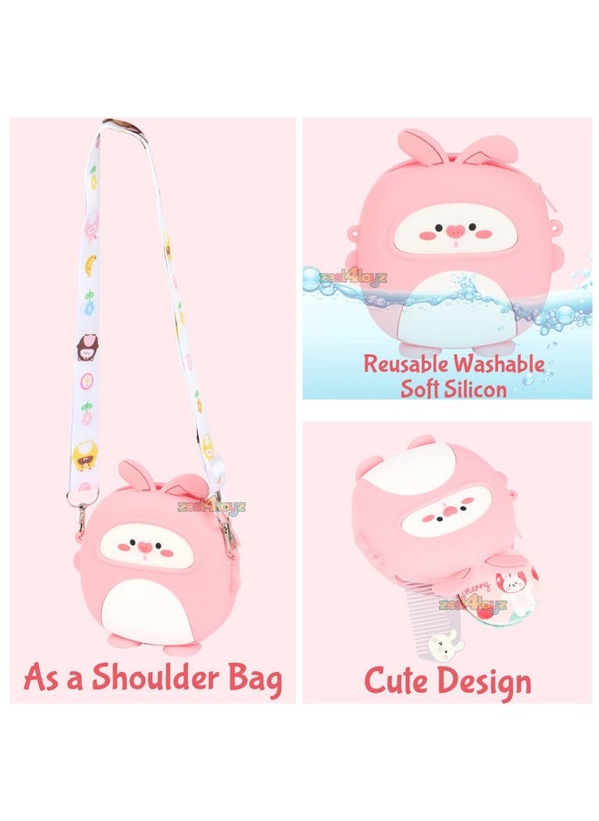 Zest 4 Toyz Kids Makeup Bags Silicon Bag with Mirror Comb & Keychain Cartoon Shape Design Cosmetic Bag for Kid Girls & Women/Cross Body Bag for Kids Girls (Pink) - pzsku/ZCF83D33898AF178EA4ECZ/45/_/1738306409/16149bd1-2806-4cf3-8b15-c2d7d6b50315