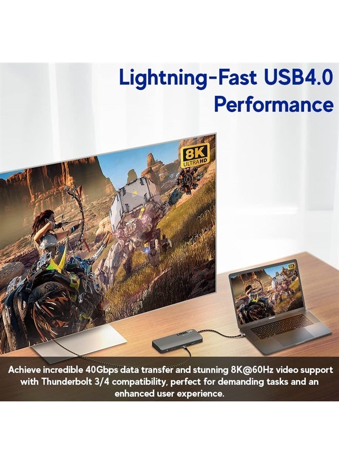 USB 4.0 240W Fast Charging 40Gbps Data Type-C Cable - Thunderbolt 3/4 Compatible, 8K@60Hz Video, Durable Sleeved Jacket - for All USB-C Devices, Hub, eGPU, Gaming PC (4ft/1.2m) Black/Yellow