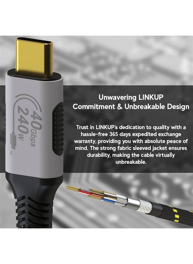 USB 4.0 240W Fast Charging 40Gbps Data Type-C Cable - Thunderbolt 3/4 Compatible, 8K@60Hz Video, Durable Sleeved Jacket - for All USB-C Devices, Hub, eGPU, Gaming PC (4ft/1.2m) Black/Yellow