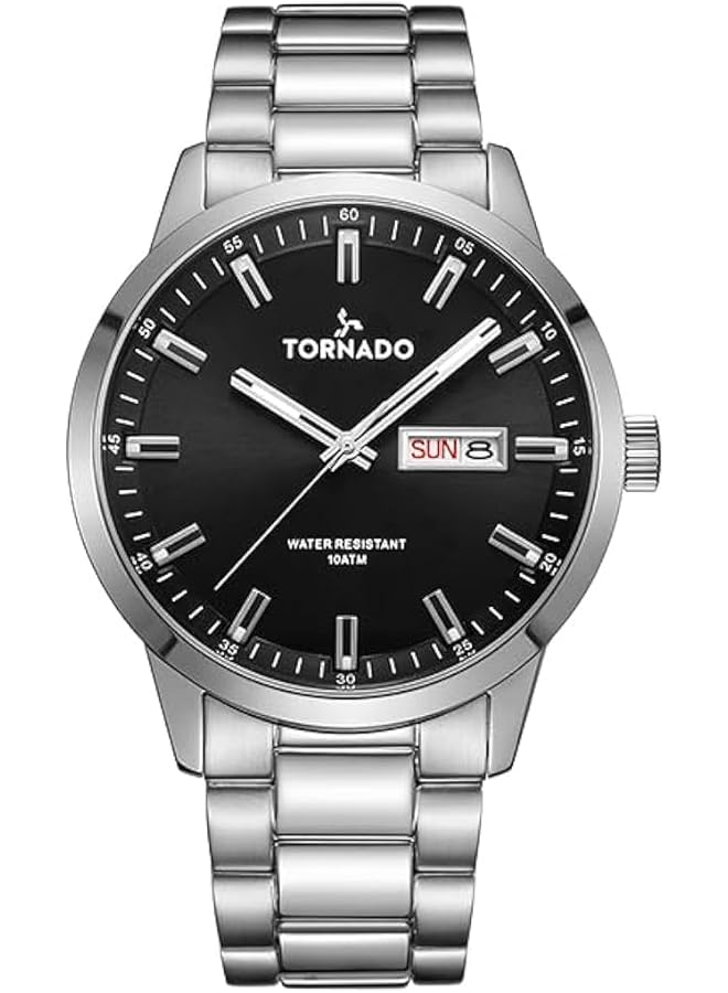 TORNADO Spectra Men Miyota 2305 Movement Watch Analog Display And Stainless Steel Bracelet Strap T23001 Sbsb Silver
