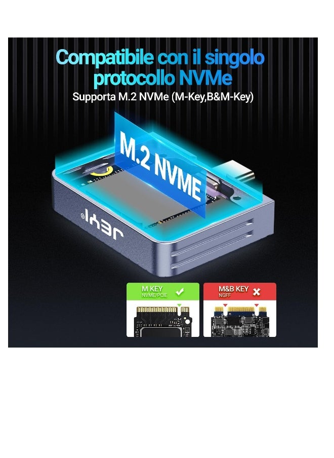 ماركة غير محددة - 2230 حاوية M.2، حاوية SSD 2230، شارج ديسك SSD، محول حاوية SSD NVMe M.2 USB C سلكي سريع 10Gbps، سعة قصوى 2 تيرابايت - i9 Zebra 2230C - Image 1
