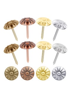 Y&D 400 Pcs Antique Brass Daisy Decorative Nails, Gold Upholstery Tacks Nails Furniture for Sofa, Crafts, Furniture, Hardware Tool, 11 x 16cm, 4 Colors  - Image 1