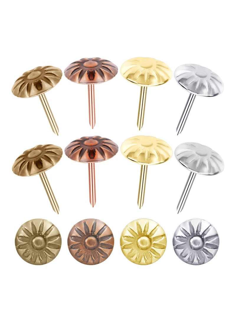 Y&D 400 Pcs Antique Brass Daisy Decorative Nails, Gold Upholstery Tacks Nails Furniture for Sofa, Crafts, Furniture, Hardware Tool, 11 x 16cm, 4 Colors  - Image 1