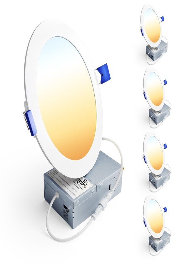 Ensenior 4 Pack 6 Inch LED Recessed Light, Dimmable, 2700K-5000K 5CCT, 1200LM High Brightness, 12W 120V, Damp Rated, Ultra-Thin Canless Wafer Ceiling Light - ETL & FCC & IC - Image 1