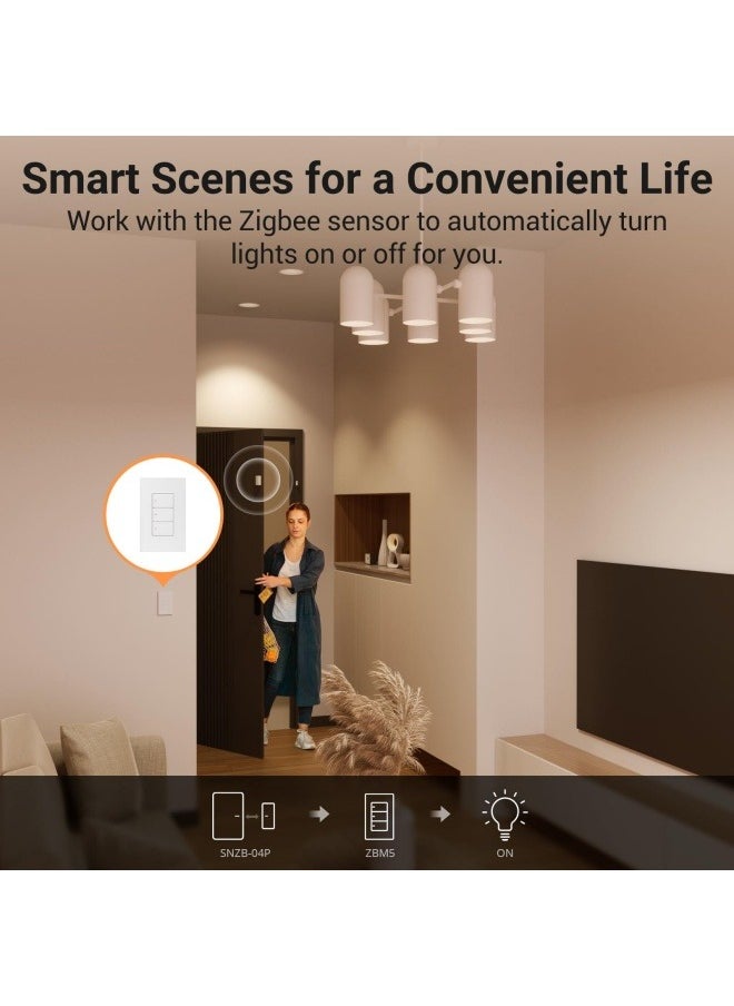 Zigbee Smart Light Switch, Required  Zigbee Hub, Interruptor Inteligente, Smart Switch No Neutral or with Neutral, Voice Control with Alexa Google Home, Zigbee Switch ZBM5-1C-120W