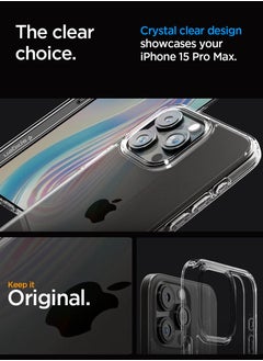 Spigen Ultra Hybrid for iPhone 15 Pro MAX Case Cover - Crystal Clear  - Image 3