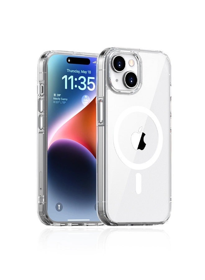 X-level Magnetic Case for iPhone 15 Compatible with MagSafe Wireless Charging, Shockproof Phone Bumper Cover Oil-Proof Non-Yellowing Anti-Scratch Clear Back - Image 1