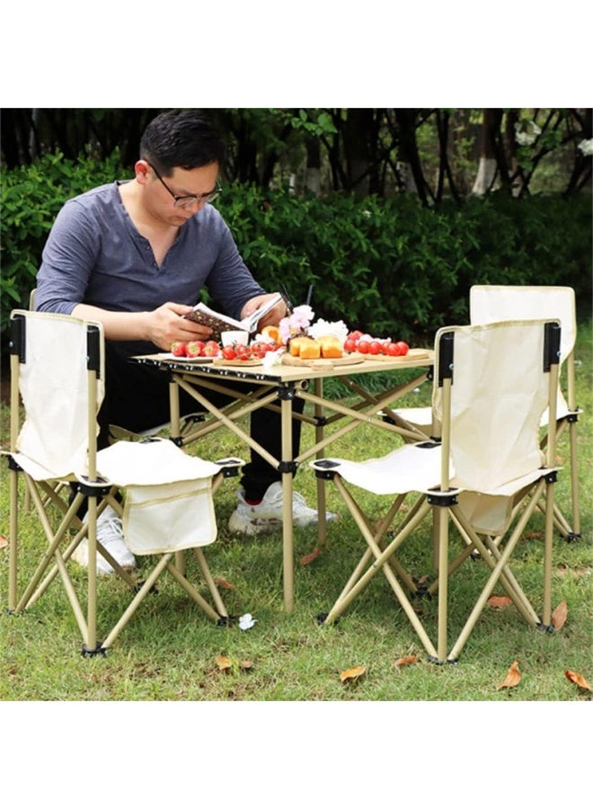 DubaiGallery Outdoor Folding Camping Table Portable Aluminum Folding Table with Portable Chairs, With Carrying Bags,Collapsible Beach Table for Outdoor Camp Picnic BBQ Travel Fishing - Image 2