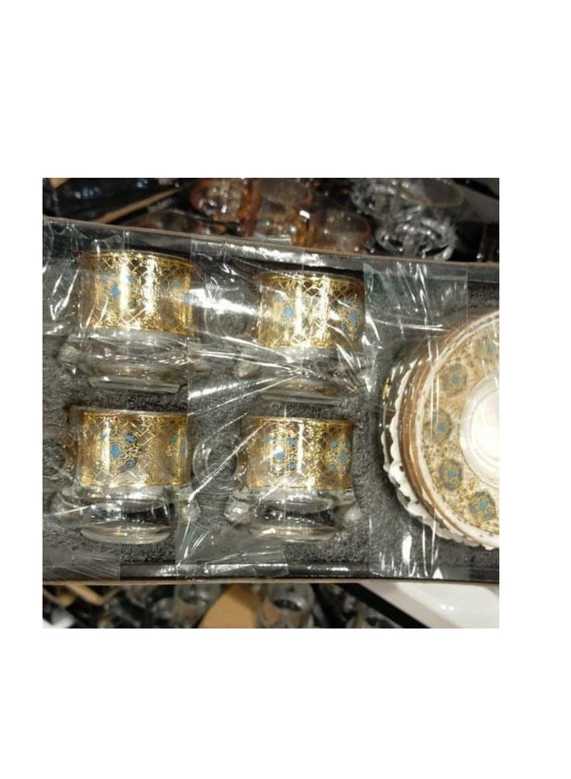 طقم قهوه زجاج شيك جدا  مكون من 12 قطعه : (6 فنجان +6 طـبـق   )منتج مستورد عالي الجوده طقم في علبه هدايا اخر شياكه  هديه قيمه جدا  - Image 2