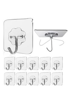 Accessorize Kingdom Adhesive Hooks Kitchen Wall Hooks-Heavy Duty 13.2lb(Max) Nail Free Sticky Hangers with Stainless Hooks Reusable Utility Towel Bath Ceiling Hooks-10 pcs  - Image 1
