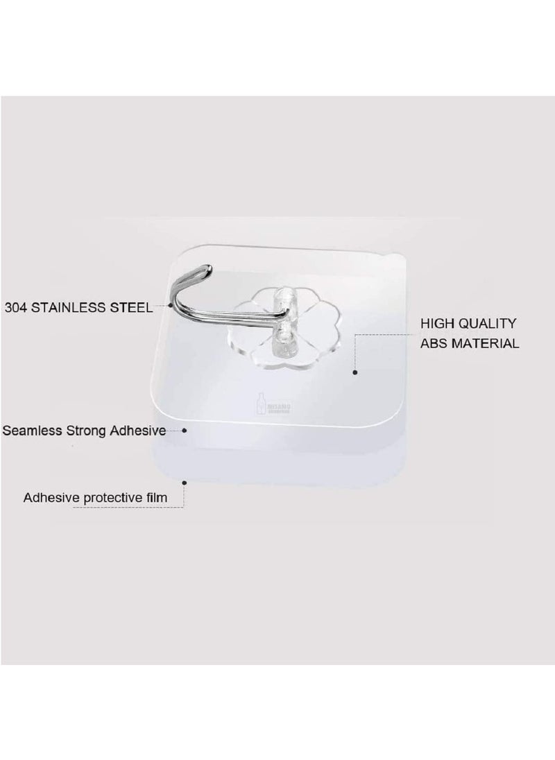 Accessorize Kingdom - Adhesive Hooks Kitchen Wall Hooks-Heavy Duty 13.2lb(Max) Nail Free Sticky Hangers with Stainless Hooks Reusable Utility Towel Bath Ceiling Hooks-10 pcs - Image 1