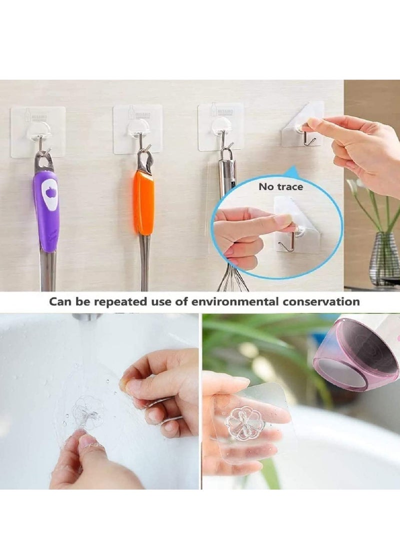 Accessorize Kingdom - Adhesive Hooks Kitchen Wall Hooks-Heavy Duty 13.2lb(Max) Nail Free Sticky Hangers with Stainless Hooks Reusable Utility Towel Bath Ceiling Hooks-10 pcs - Image 1
