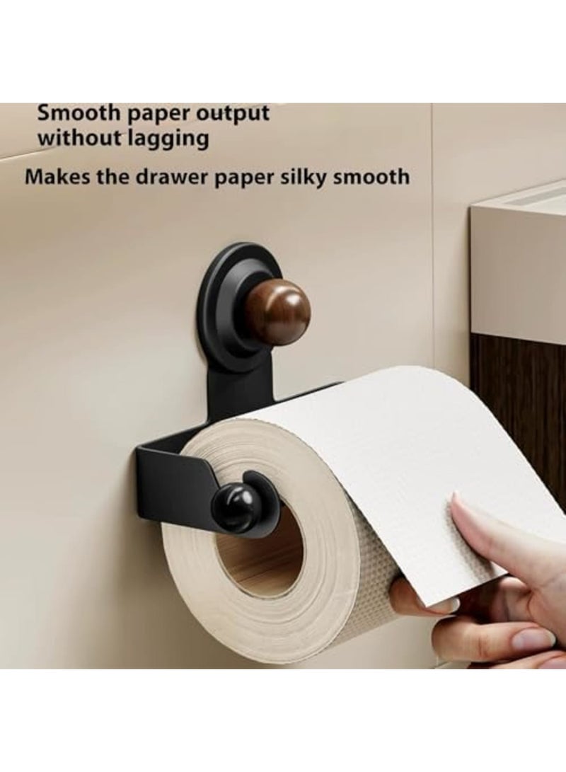 Barakah Vintage No Drill Toilet Paper Holder with Shelf – ABS & Carbon Steel Rustic Bathroom Tissue Roll Stand with Strong Suction Cup for Home, RV, Apartment (Walnut Color) - Image 3