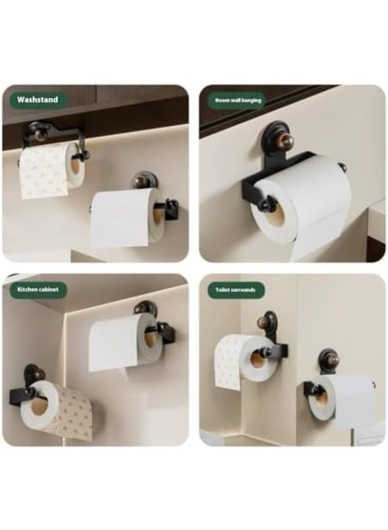 Barakah Vintage No Drill Toilet Paper Holder with Shelf – ABS & Carbon Steel Rustic Bathroom Tissue Roll Stand with Strong Suction Cup for Home, RV, Apartment (Walnut Color) - Image 4