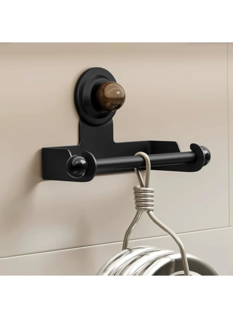 Barakah Vintage No Drill Toilet Paper Holder with Shelf – ABS & Carbon Steel Rustic Bathroom Tissue Roll Stand with Strong Suction Cup for Home, RV, Apartment (Walnut Color) - Image 5