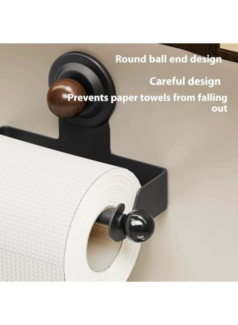 Barakah Vintage No Drill Toilet Paper Holder with Shelf – ABS & Carbon Steel Rustic Bathroom Tissue Roll Stand with Strong Suction Cup for Home, RV, Apartment (Walnut Color) - Image 2