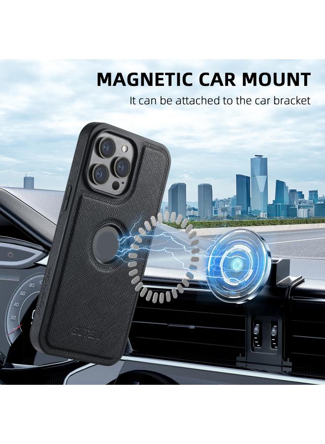 Suteni Case For iPhone 14 Pro Max M2 Cross-Grain MagSafe Vertical Card Back Phone Case - Image 4