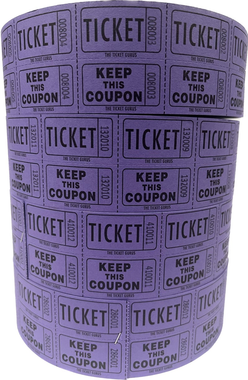 The Ticket Gurus-Raffle Tickets - 4 Purple Rolls of 2000 Double Tickets- 8,000 Total 50/50 Raffle Tickets - Image 5