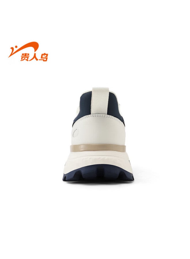 Guess Men's Retro Running Shoes Casual Shoes Thick-soled Shock-absorbing Mesh Sports Dad Shoes Beige/deep Blue Size 43