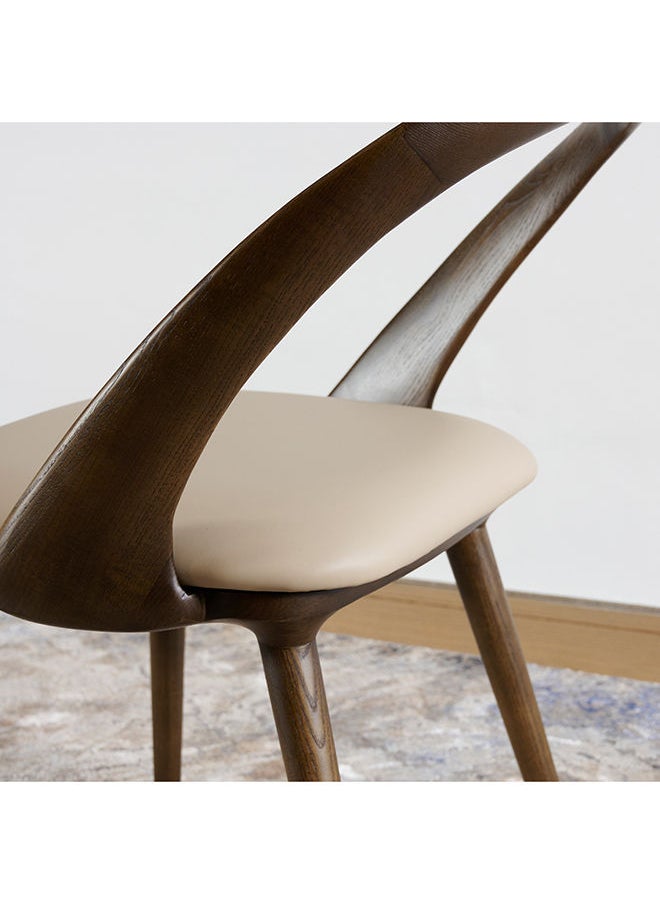 AL HUZAIFA FURNITURE - Wesley Dining Chair Beige & Dark Walnut Legs - Image 1