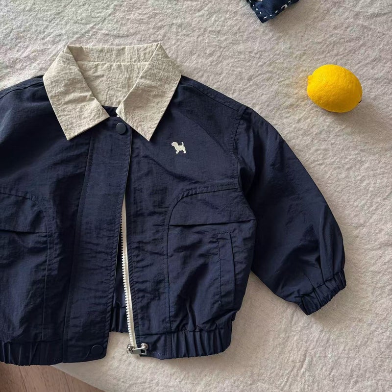 Boys' Short Sleeve Puppy Embroidered Top – Spring Autumn 2025 Cotton Blend Shirt - Image 1