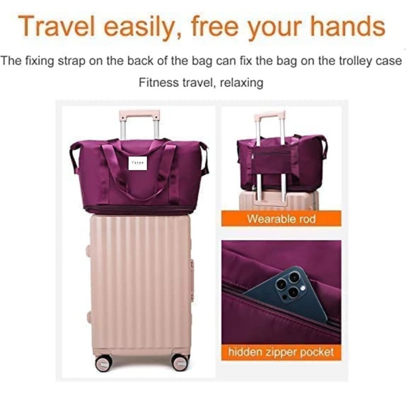 Yatee Foldable Travel Duffel Bag, Expandable Large Capacity Carry Bag, Lightweight Waterproof Weekend Tote Luggage with Shoulder Strap for Men & Women - Image 2
